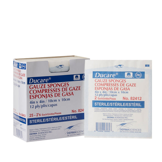 Ducare Sterile Gauze Sponge, 4 X 4 Inch, 12-Ply, 600/Cs