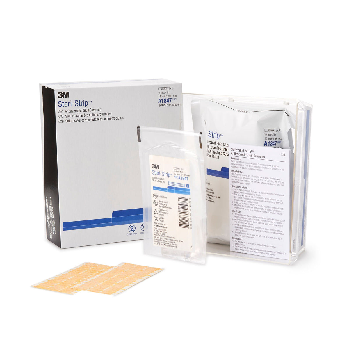 3M™ Steri-Strip™ Antimicrobial Skin Closure Strip, 1/2 X 4 Inch, 50/Bx