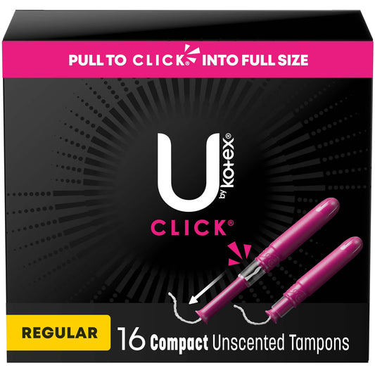 U By Kotex® Click® Compact Tampons, Regular, 128/CS
