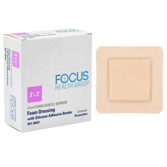 Dressing, Foam Zenifoam Gentlew/Sil Adh Border 3X3" (10/Bx), 1/Bx