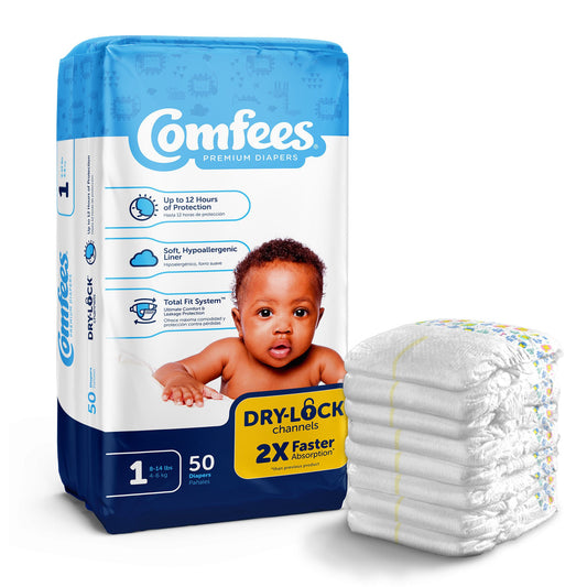 Attends Comfees Premium Diapers, Unisex, Tab Closure, Size 1, 200/CS