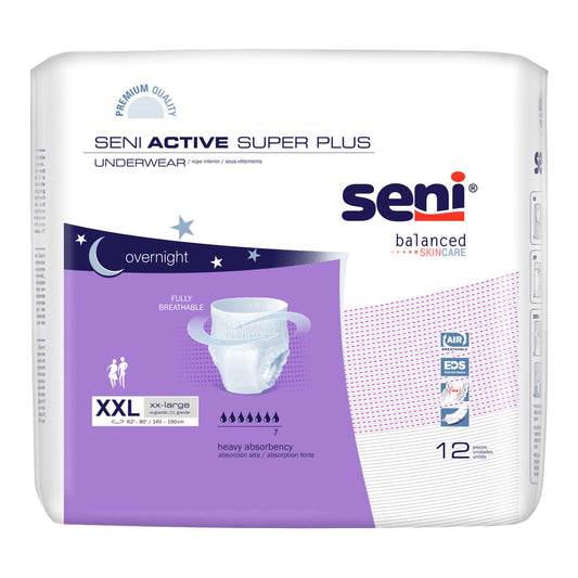 Seni® Active Super Plus Overnight Heavy Absorbent Underwear, 2X-Large, 48/Cs