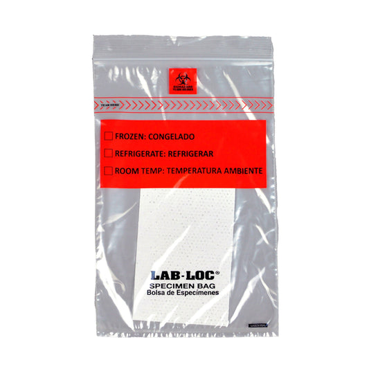 Lab-Loc® Specimen Transport Bag, Document Pouch, Absorbent Pad, Zip Close, 6 x 9, 1000/CS