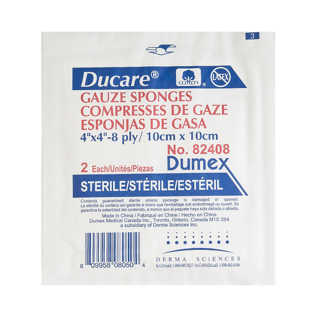 Ducare® Sterile Gauze Sponge, 4 X 4 Inch, 8-Ply, 600/Cs