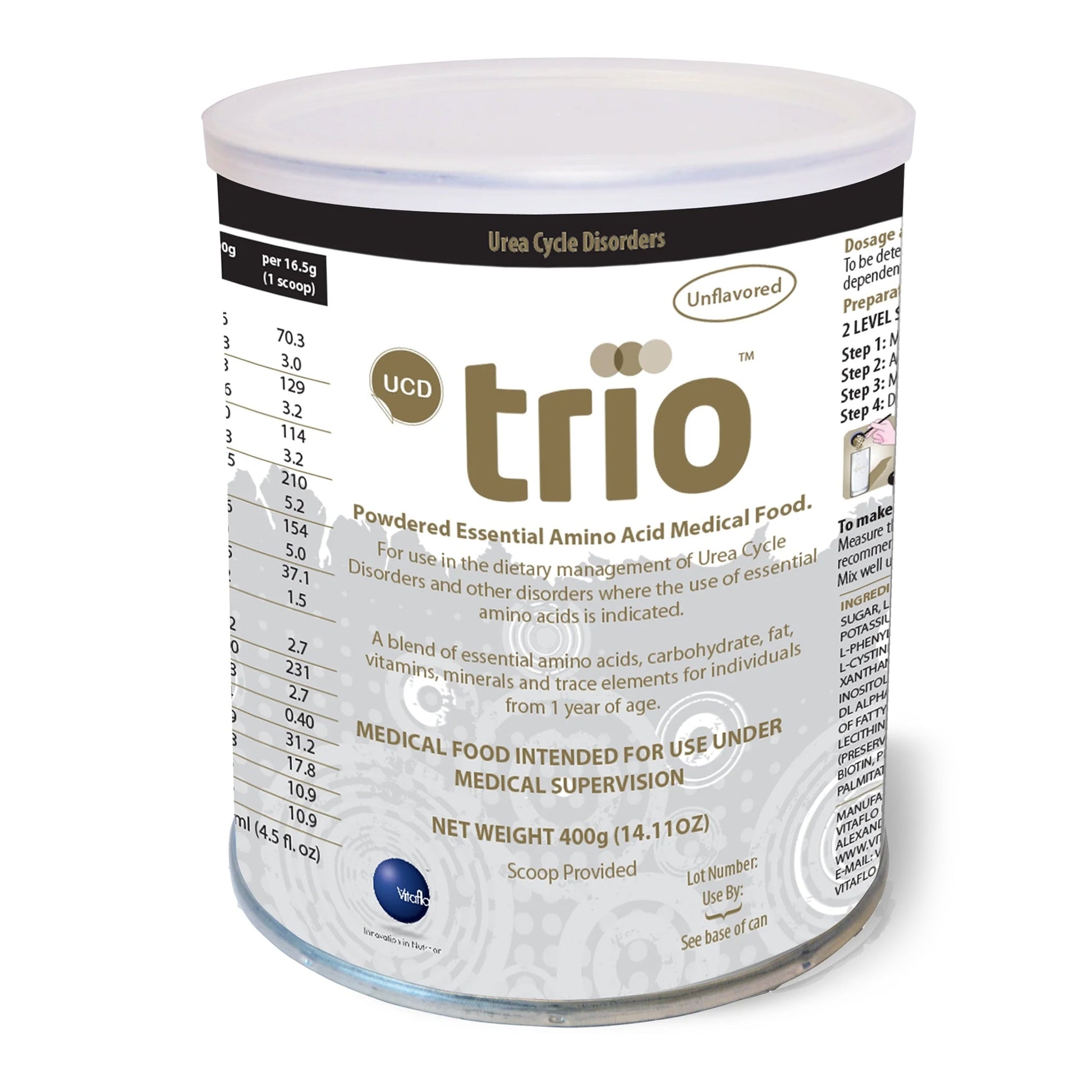 Supplement, Powder Ucd Trio Unflavored 400G (6/Cs), Sold As 1/Each Vitaflo 5060014051820