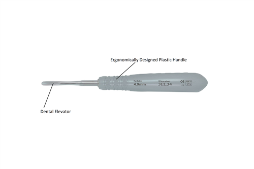 Dental Elevator, E 34, 4.9 mm, Grey Handle [3EL34] - Osung USA