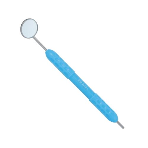Dental Mirror, Softgrip Handle, Simple Stem, Blue, 5/pack - Osung USA