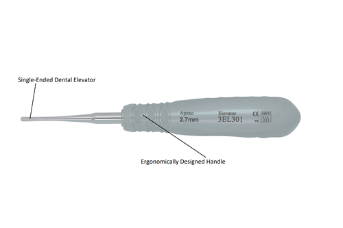 Dental Elevator, E 301, 2.7mm, Grey Handle [3EL301] - Osung USA