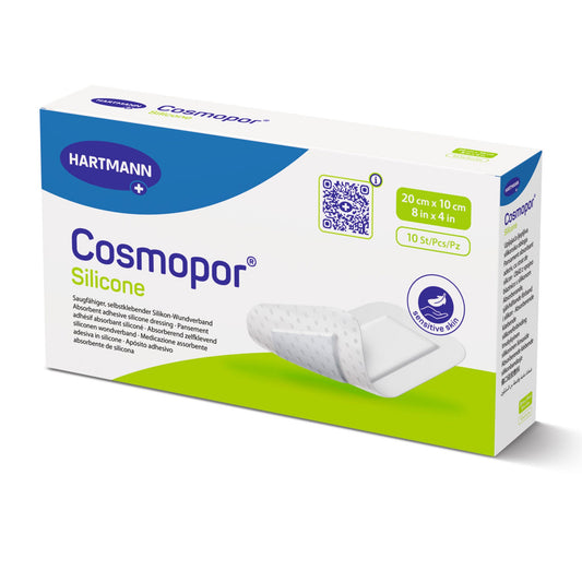 Cosmopor® Silicone Island Dressing W/ Water Resistant Backing, 4 X 8 Inch, 10/Bx