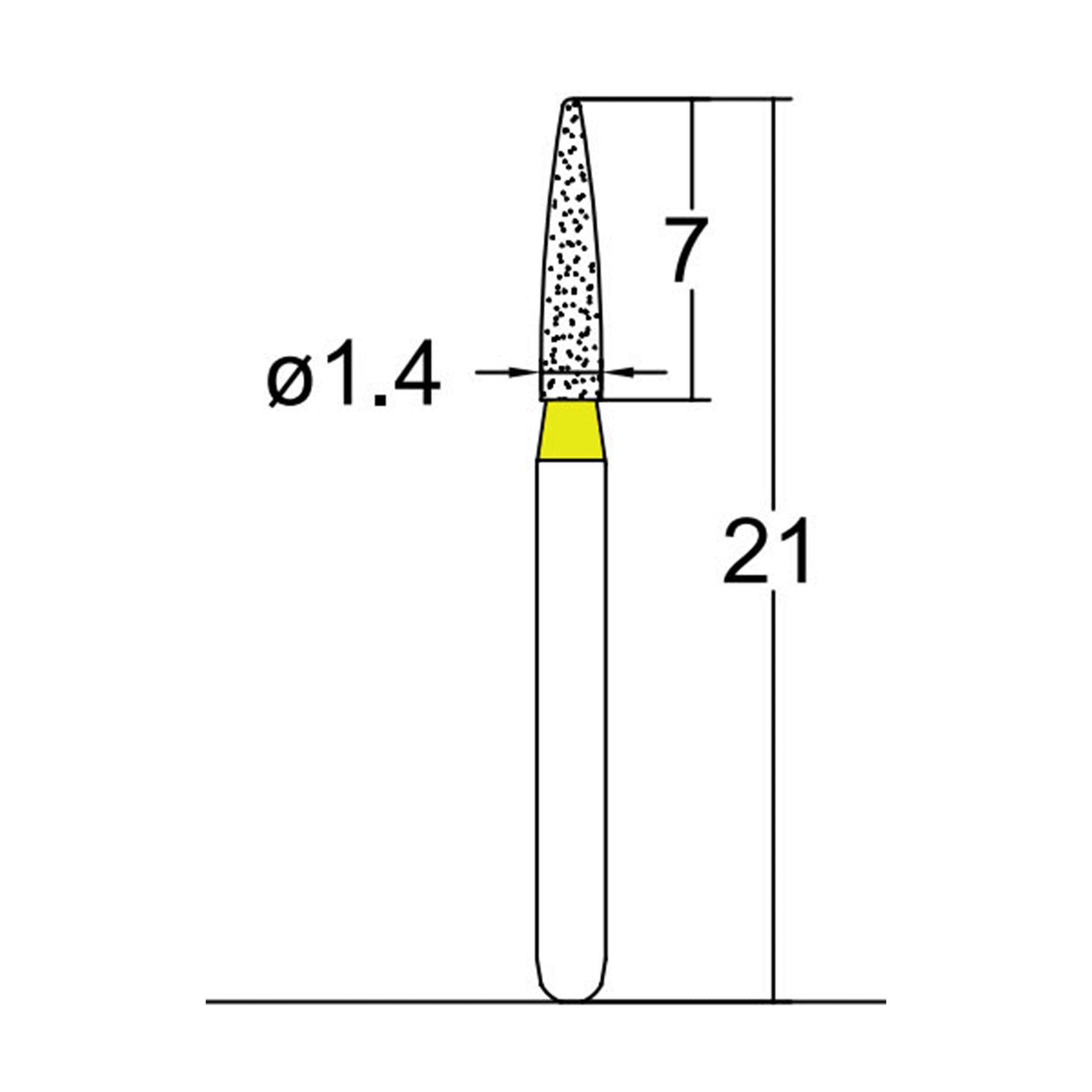 Cylindrical, Ogival End 1.4 mm Dia. Extra Fine Grit Diamond Bur 5 per pack. 245.14EF1 - Osung USA