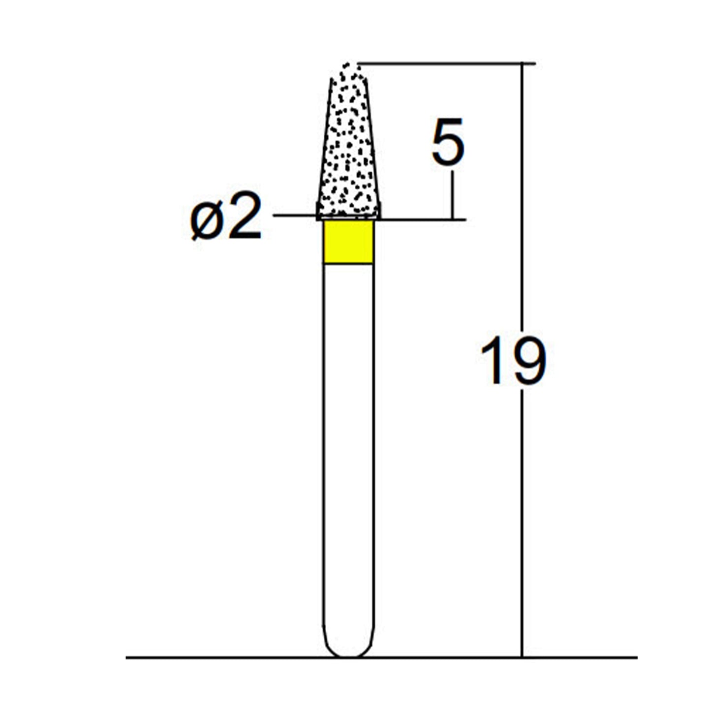 Conical, Dome End 2 mm Dia. Extra Fine Grit Diamond Bur 5 per pack. 194.20EF1 - Osung USA