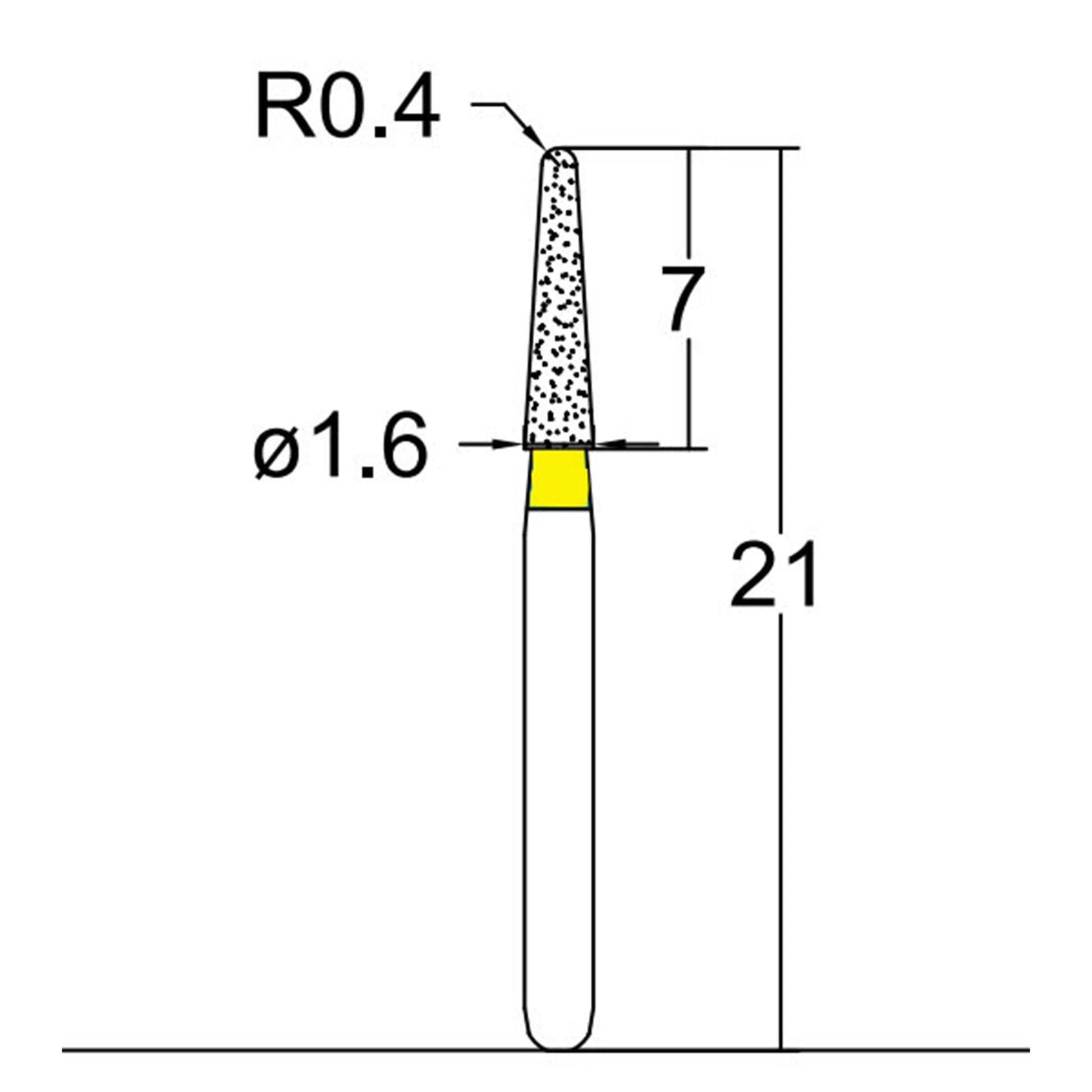 Conical, Dome End 1.6 mm Dia. Extra Fine Grit Diamond Bur 5 per pack. 194.16EF1 - Osung USA