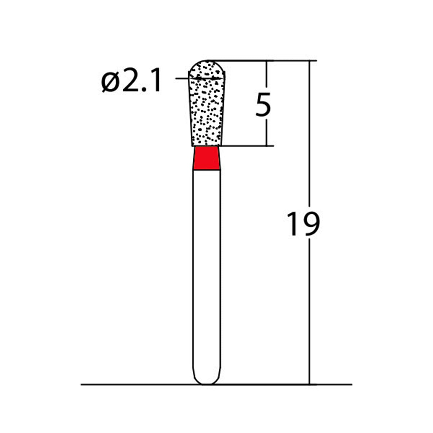 Pear 2.1 mm Dia. Fine Grit Diamond Bur 5 per pack. 237.21F1 - Osung USA