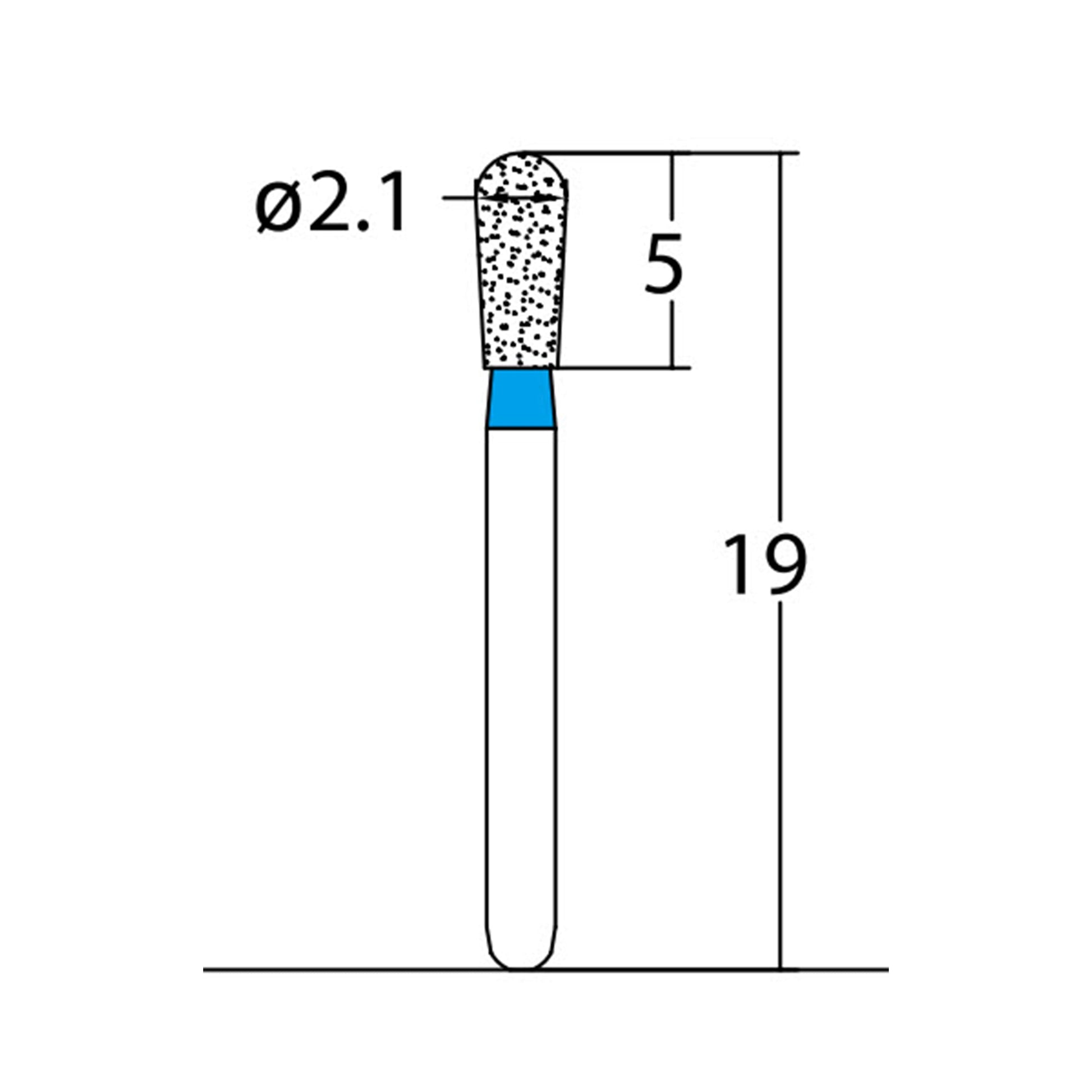 Pear 2.1 mm Dia. Medium Grit Diamond Bur 5 per pack. 237.21M1 - Osung USA