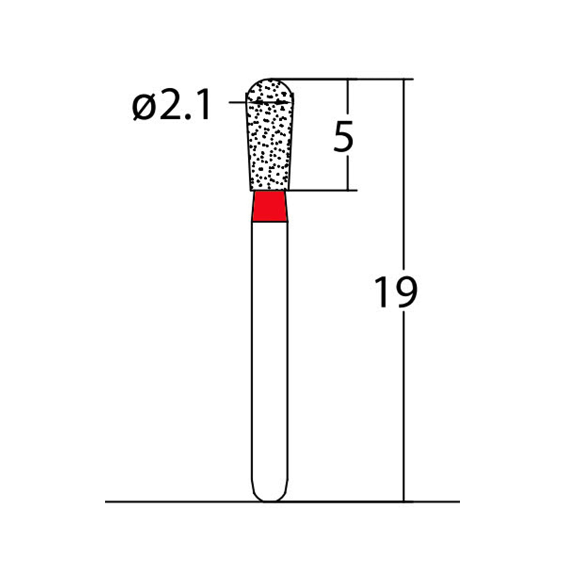 Pear 2.1 mm Dia. Fine Grit Diamond Bur 5 per pack. 237.21F1 - Osung USA