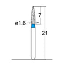 Cylindrical, Ogival End 1.6 mm Dia. Medium Grit Diamond Bur 5 per pack. 245.16M1 - Osung USA
