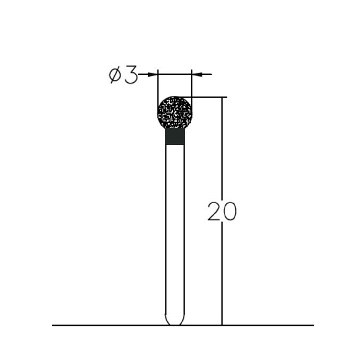 Spherical 3 mm Dia. Extra Coarse Grit Diamond Bur 5 per pack. 001.30EC1 - Osung USA