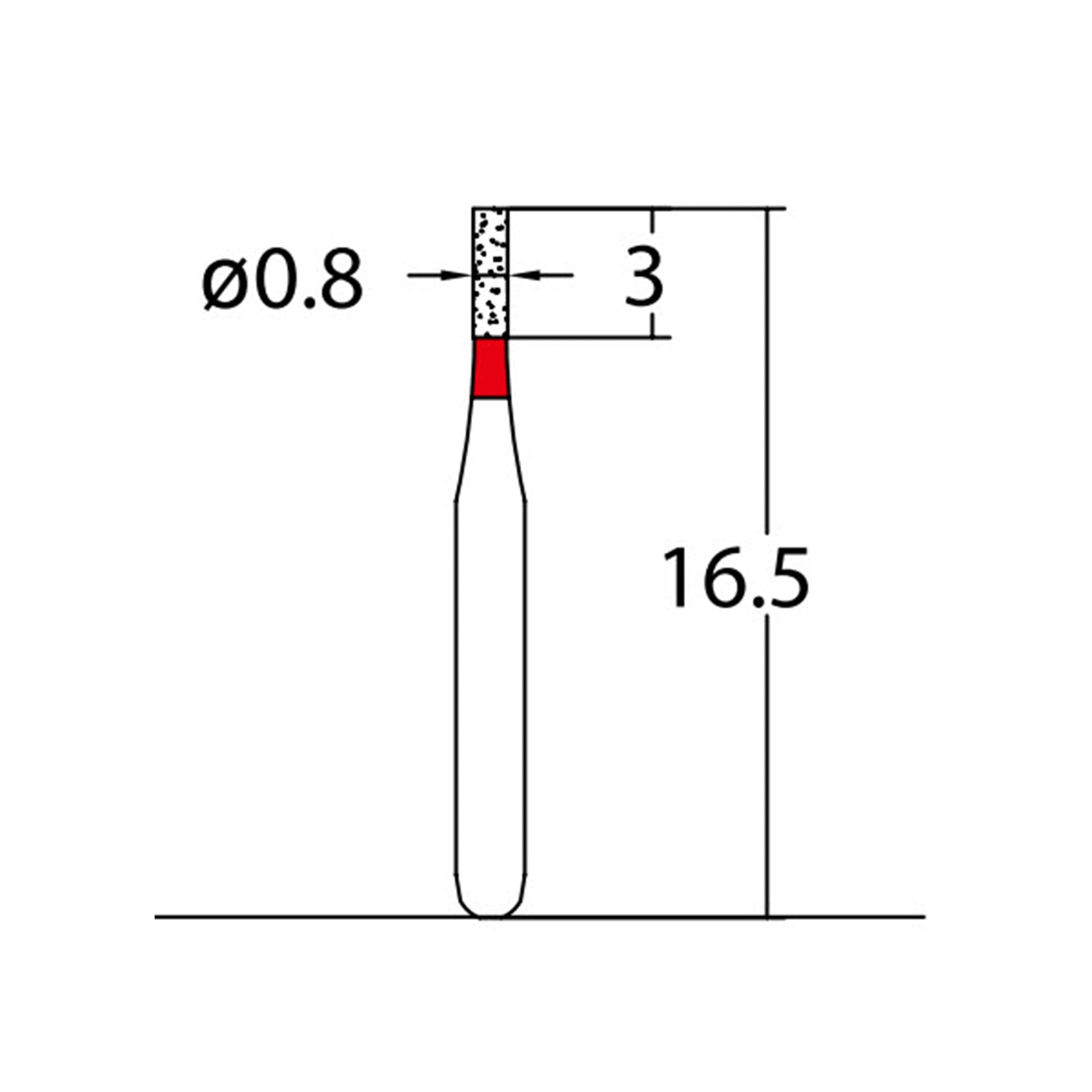 Cylindrical 0.8 mm Dia. Fine Grit Diamond Bur 5 per pack. 107.8F1 - Osung USA