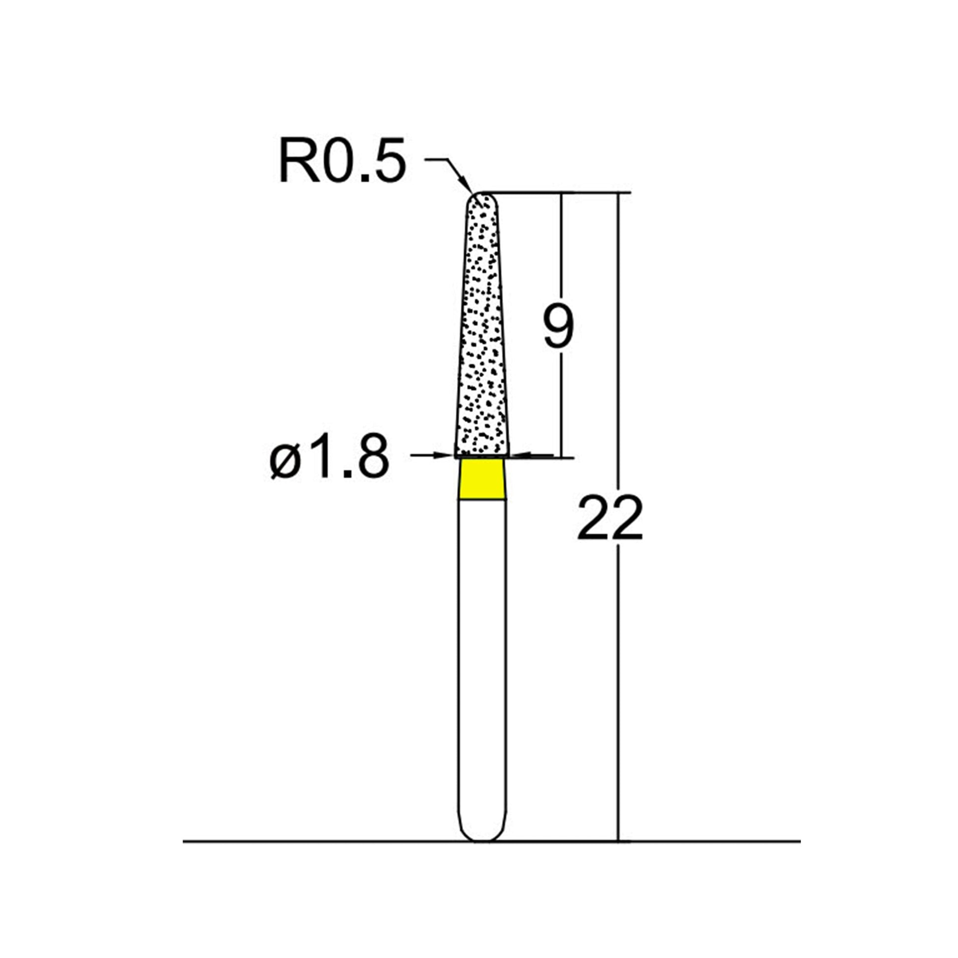 Conical, Dome End 1.8 mm Dia. Extra Fine Grit Diamond Bur 5 per pack. 194.18EF5 - Osung USA