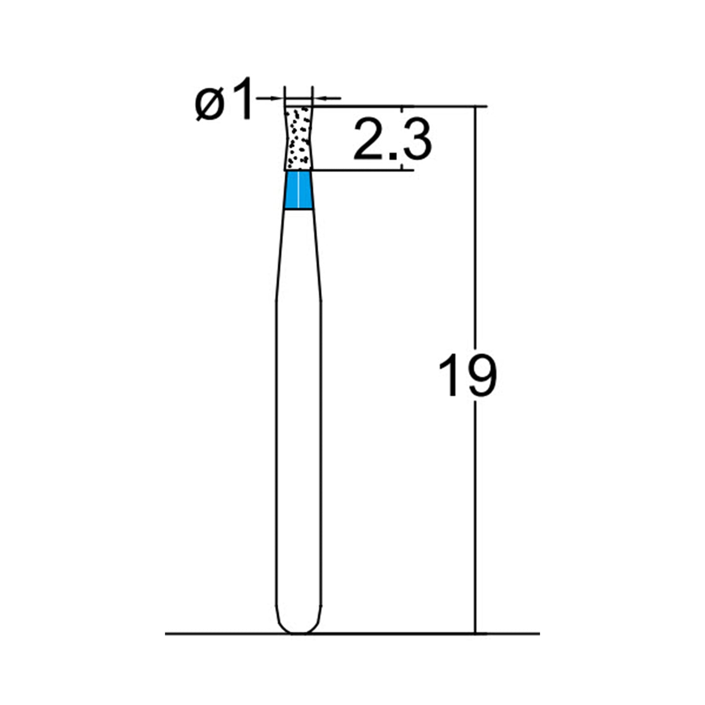 Diabolo 1 mm Dia. Medium Grit Diamond Bur 5 per pack. 032.10M1 - Osung USA