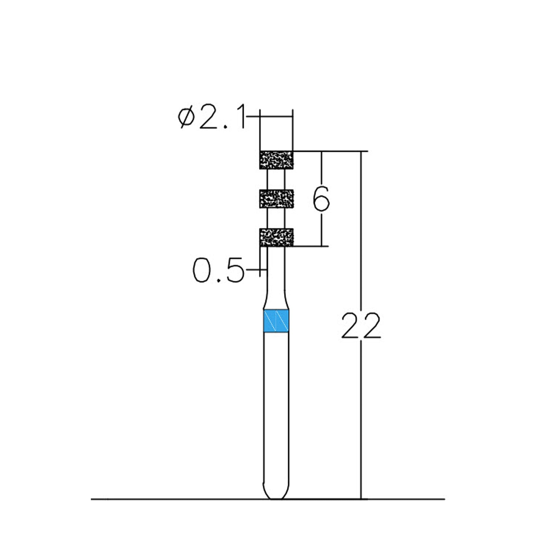 Depth Marking 2.1 mm Dia. Medium Grit Diamond Bur 5 per pack. 552.21M1 - Osung USA