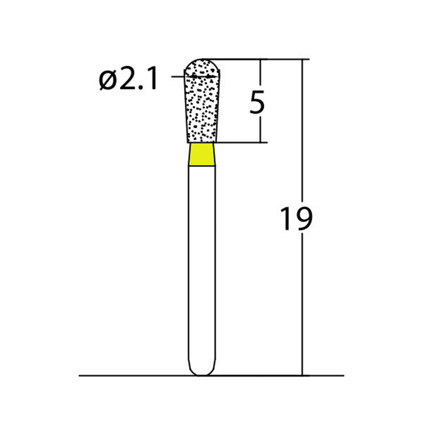 Pear 2.1 mm Dia. Extra Fine Grit Diamond Bur 5 per pack. 237.21EF1 - Osung USA