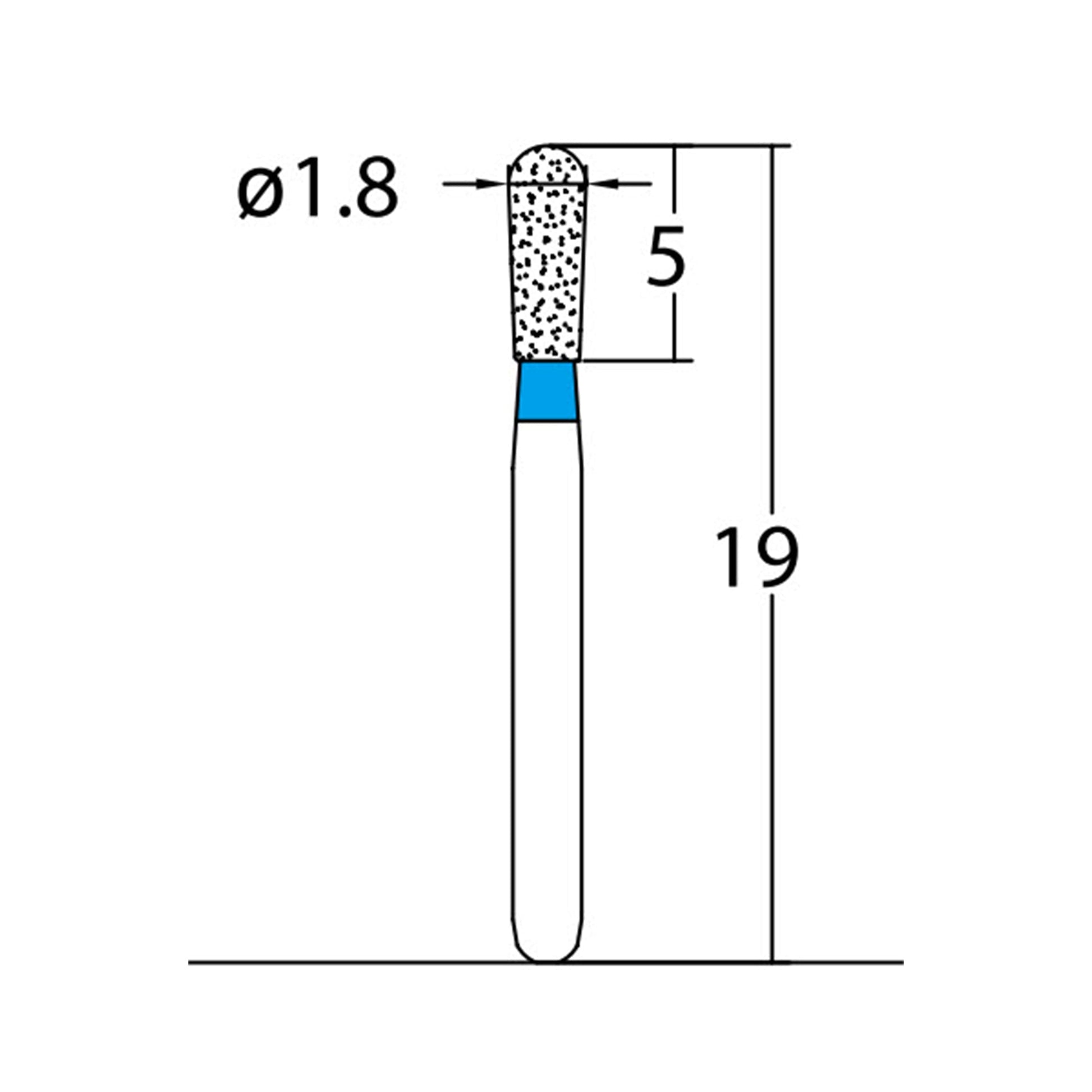 Pear 1.8 mm Dia. Medium Grit Diamond Bur 5 per pack. 237.18M1 - Osung USA