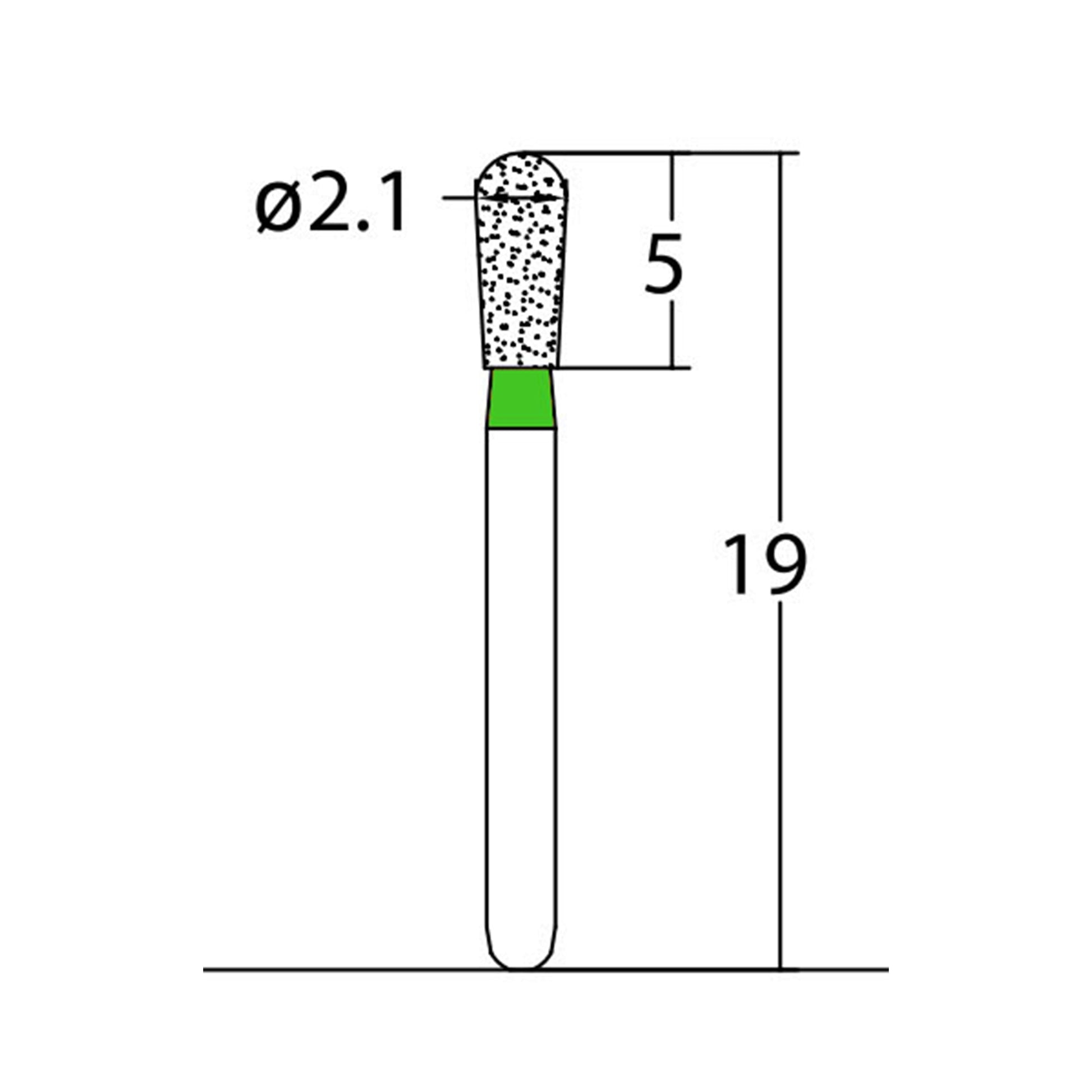 Pear 2.1 mm Dia. Coarse Grit Diamond Bur 5 per pack. 237.21C1 - Osung USA