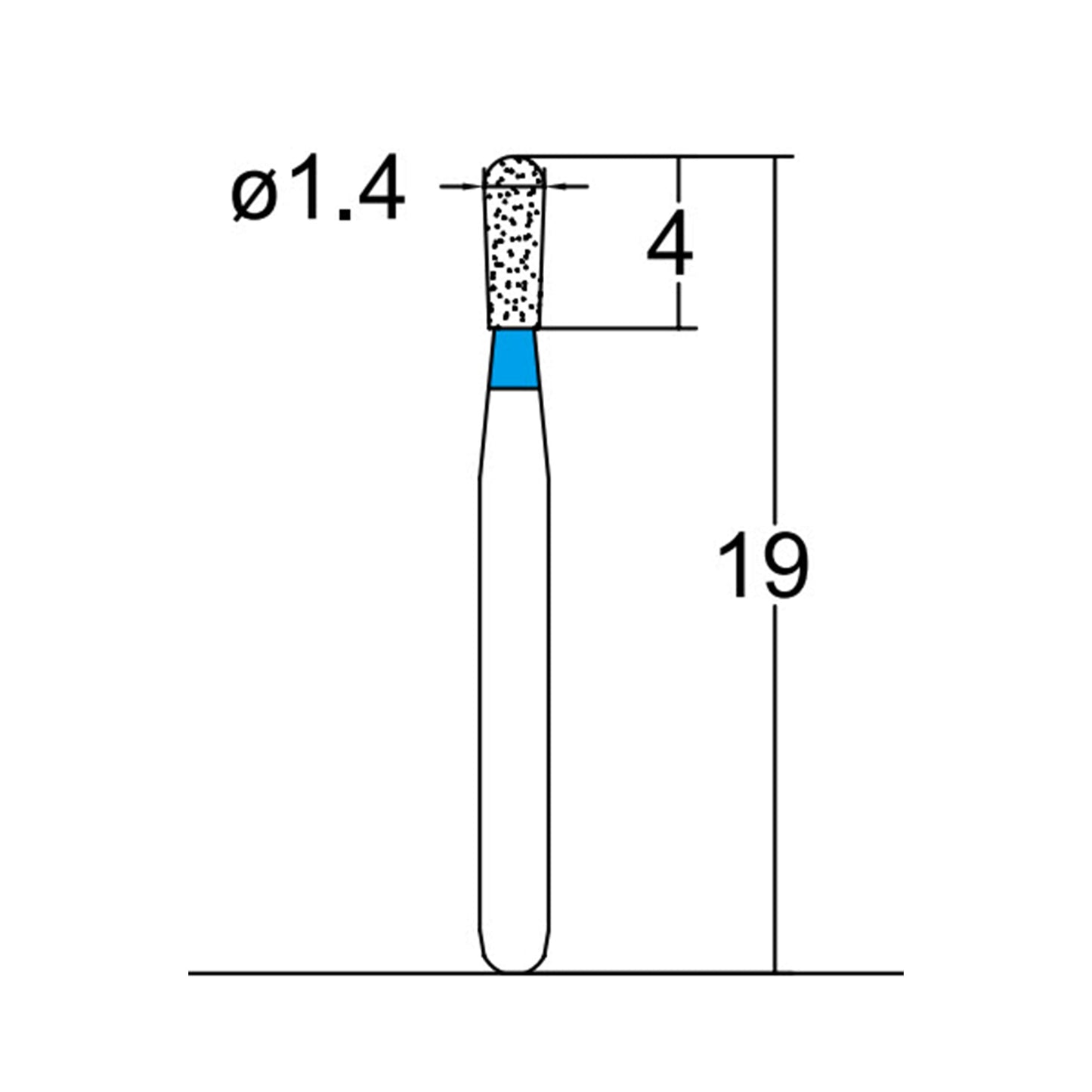 Pear 1.4 mm Dia. Medium Grit Diamond Bur 5 per pack. 237.14M1 - Osung USA