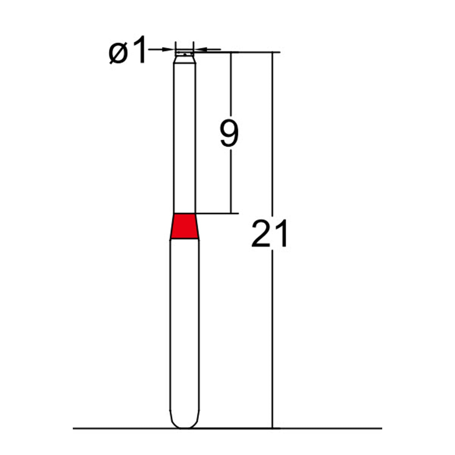 Cylindrical, End Cutting Only 1 mm Dia. Fine Grit Diamond Bur 5 per pack. 150.10F1 - Osung USA