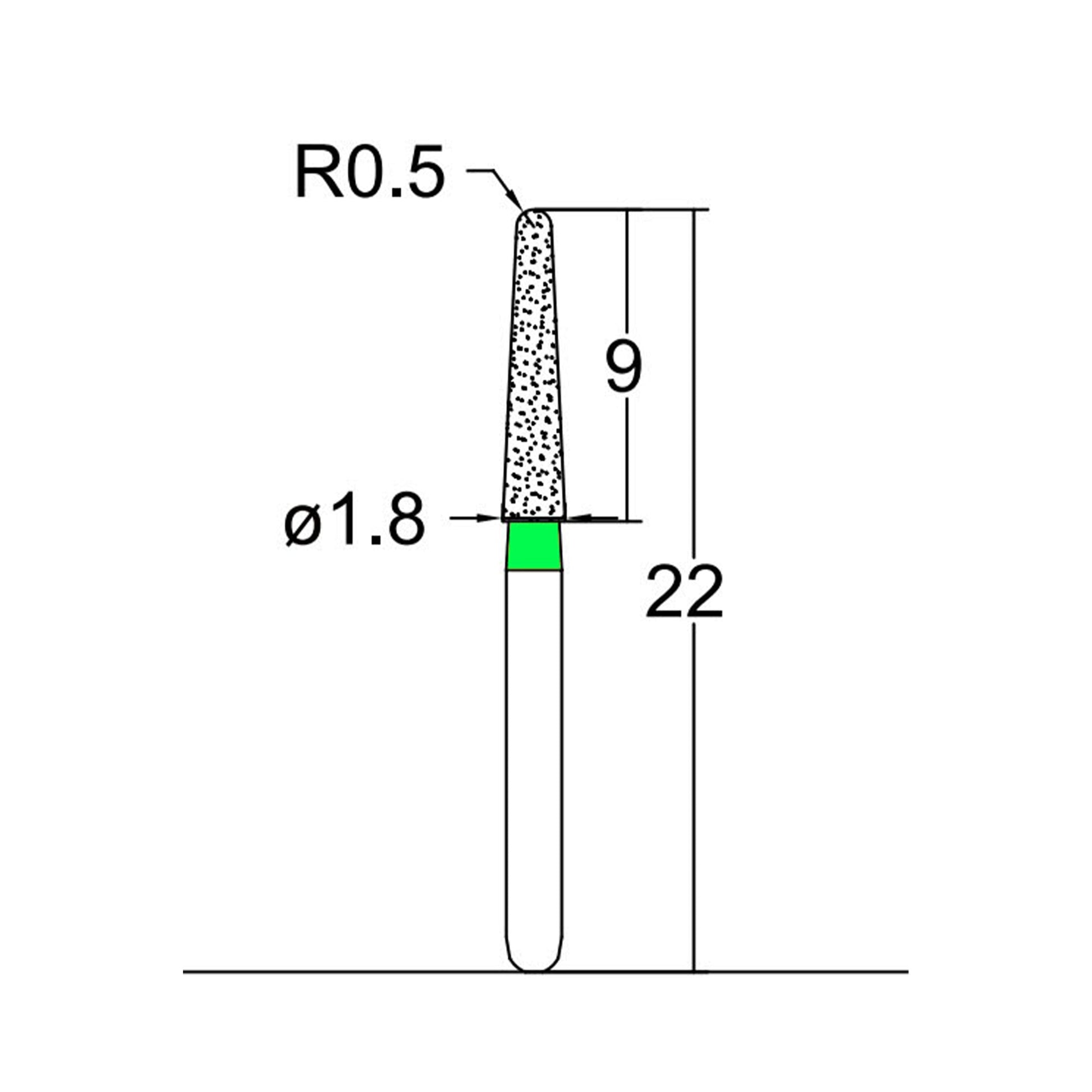 Conical, Dome End 1.8 mm Dia. Coarse Grit Diamond Bur 5 per pack. 194.18C5 - Osung USA