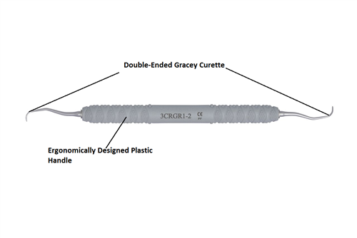 Dental Curette, Gracey, Rigid, GR 1-2 [3CRGR1-2] - Osung USA