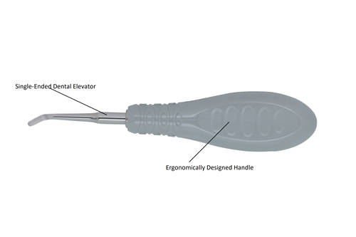 Dental Elevator, E 74, 3.0mm, Grey Handle [3EL74] - Osung USA