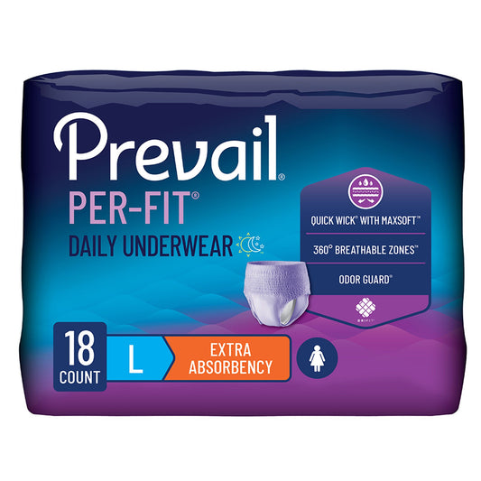 Prevail® Per-Fit® Women Extra Absorbent Underwear, Large, 72/Cs
