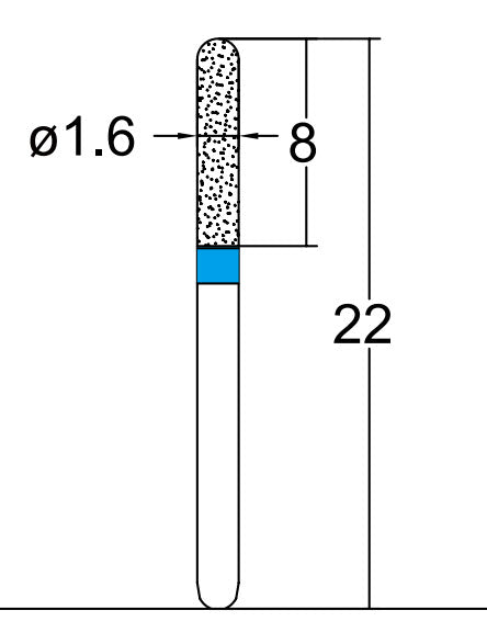 Cylindrical, Hemispherical End 1.6 mm Dia. Medium Grit Diamond Bur 5 per pack. 137.16M1 - Osung USA