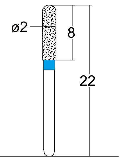 Cylindrical, Hemispherical End 2 mm Dia. Medium Grit Diamond Bur 5 per pack. 137.20M1 - Osung USA