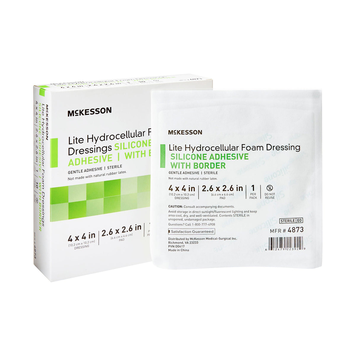 Mckesson Lite Hydrocellular Foam Dressings W/ Border & Silicone Adhesive, 4 X 4", 10/Bx