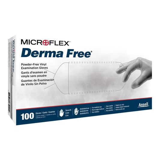 Derma Free™ Vinyl Exam Glove, Extra Large, Clear, 1000/Cs