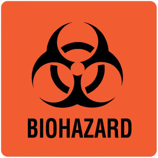 UAL™ Biohazard Pre-Printed Label, 3 x 3 Inch, 1/PK