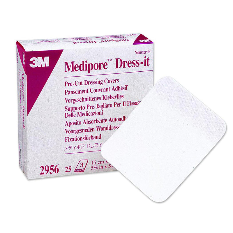 3M™ MEDIPORE CLOTH DRESSING RETENTION TAPE, 5-7/8 X 5-7/8 INCH, WHITE, SOLD AS 100/CASE SOLVENTUM 2956
