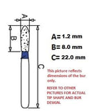 Diamond Burs, Cylindrical Round Shape, Std Grit Multi-Use 141Sr-11 - Osung USA