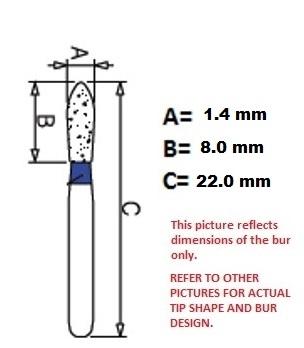 Diamond Burs, Cylindrical Round Shape, Std Grit Multi-Use 141Sr-12 - Osung USA