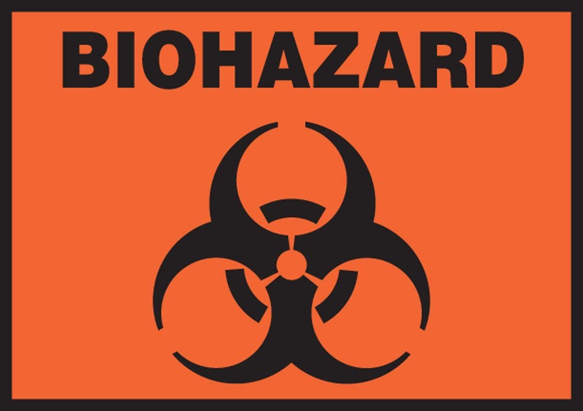 Accuform Signs Biohazard Pre-Printed Label, 5 x 3-1/2 Inch, 5/PK