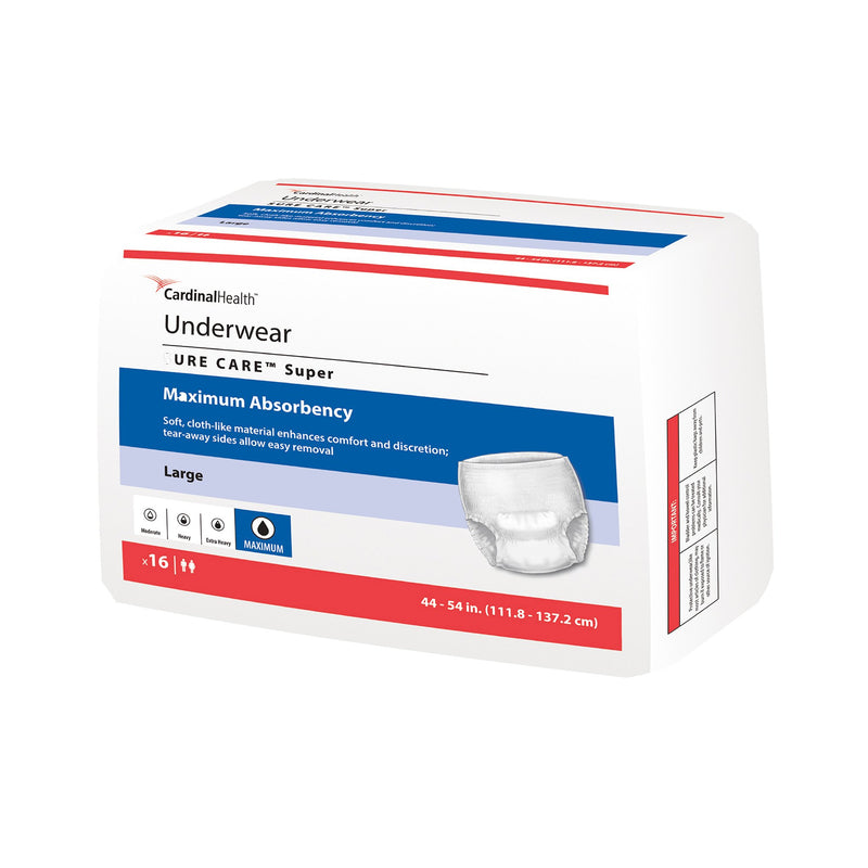 SURE CARE SUPER PROTECTIVE INCONTINENCE UNDERWEAR MAXIMUM ABSORBENCY EXTRA LARGE, SOLD AS 12/BAG CARDINAL 1225A