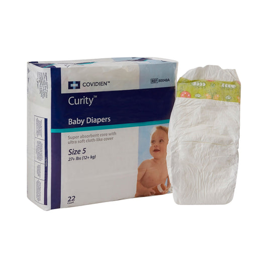 Curity Unisex Baby Diapers, Heavy Absorbency, Disposable, Size 5, 27+ lbs, 176/CS