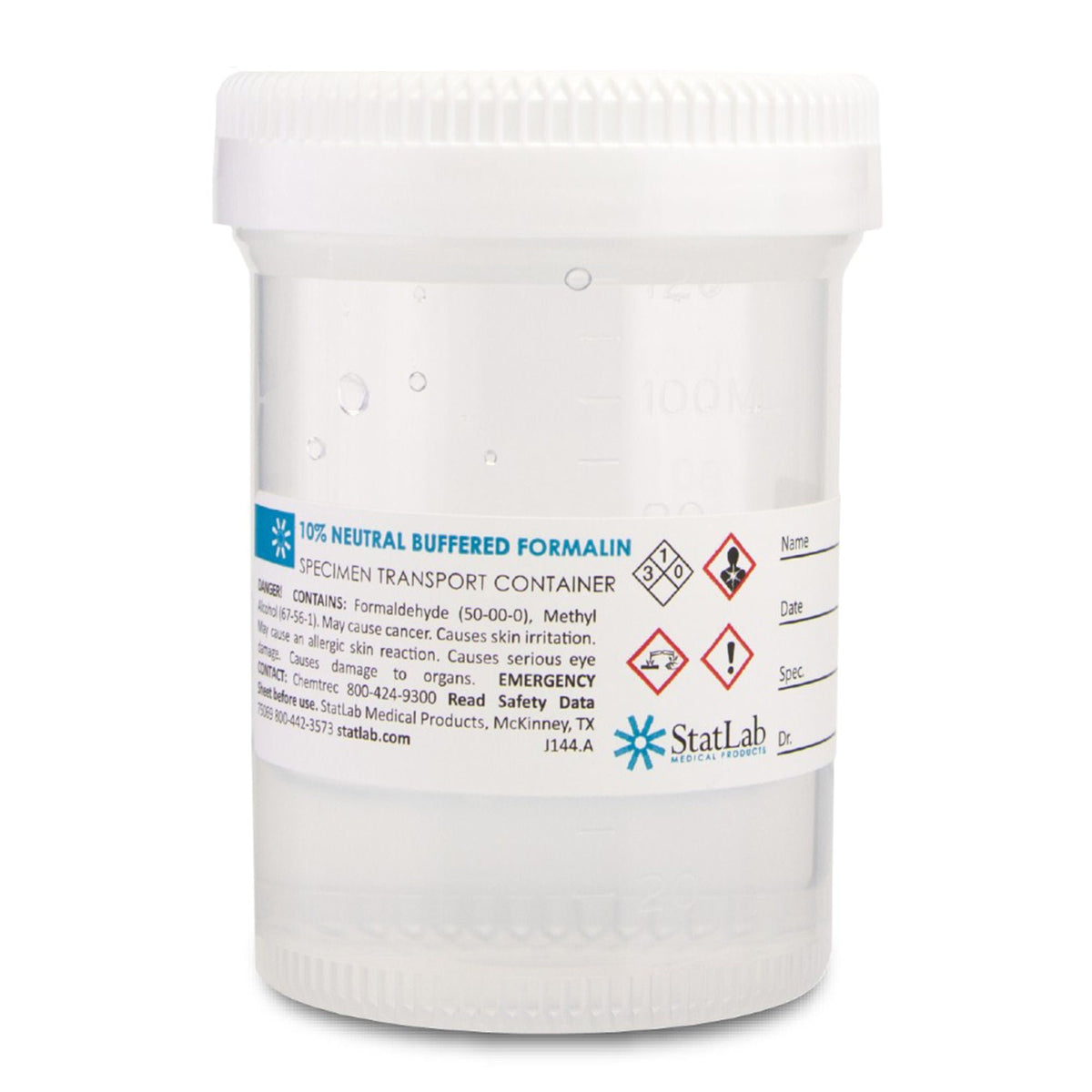 Statclick™ Prefilled Formalin Container, 60 Ml Fill In 120 Ml, 96/Cs