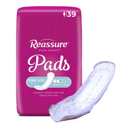 Reassure® Flex-Shape Pad™, Long Pad For Heavy Incontinence One Size Fits Most, 156/Cs