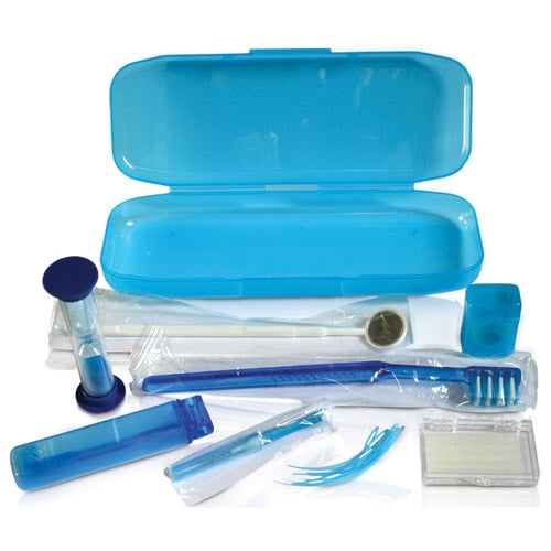 ORTHODONTIC PATIENT 8 PIECE KIT CONTAINS: V-TRIM TRAVEL TOOTHBRUSH, FULL HANDLE TRAVEL TOOTHBRUSH, 12 YDS WAXED DENTAL FLOSS, 2 MI, SOLD AS CASE JM 10