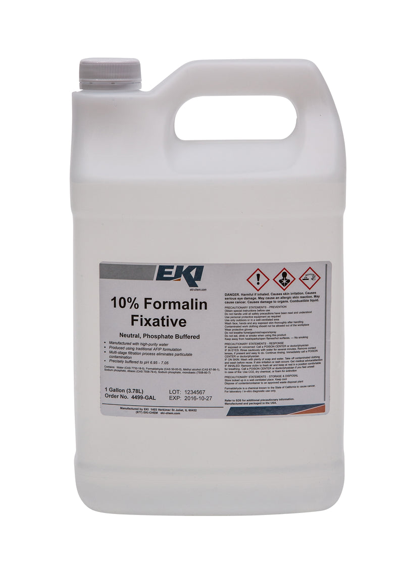EKI NEUTRAL PHOSPHATE BUFFERED FORMALIN HISTOLOGY REAGENT, 1 GALLON, SOLD AS 4/CASE EK 4499-GAL