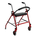 DRIVE™ ALUMINUM DUAL RELEASE FOLDING WALKER W/ WHEELS & SEAT, 29 – 38 INCH, SOLD AS 1/EACH DRIVE 1239RD
